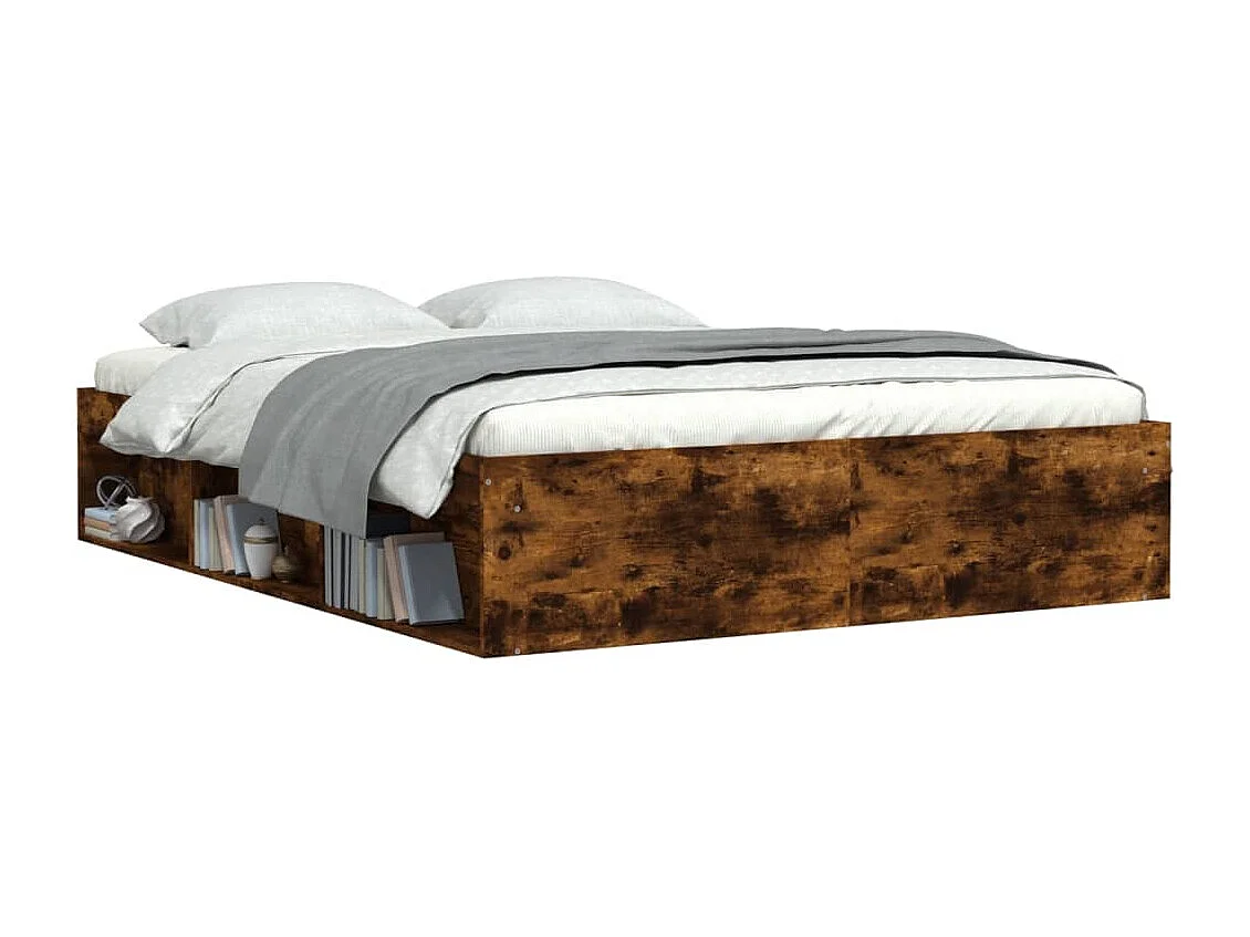 Estructura de cama roble ahumado 160x200 cm