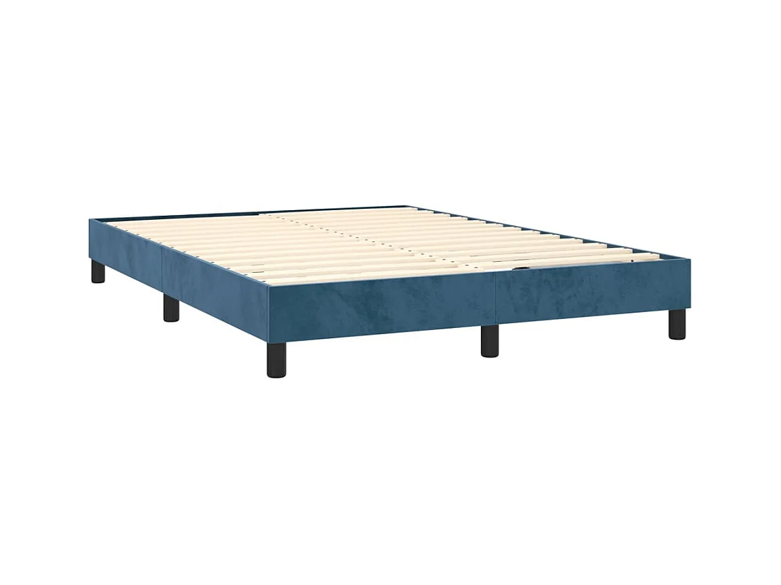 Lit à sommier tapissier et matelas Bleu foncé 140x200cm Velours