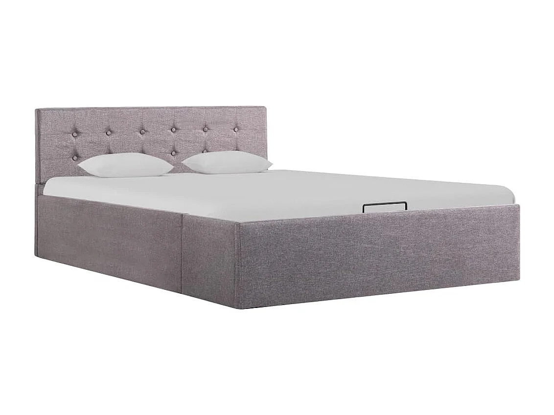 Cama canapé hidráulica con almacenaje tela gris topo 120x200 cm