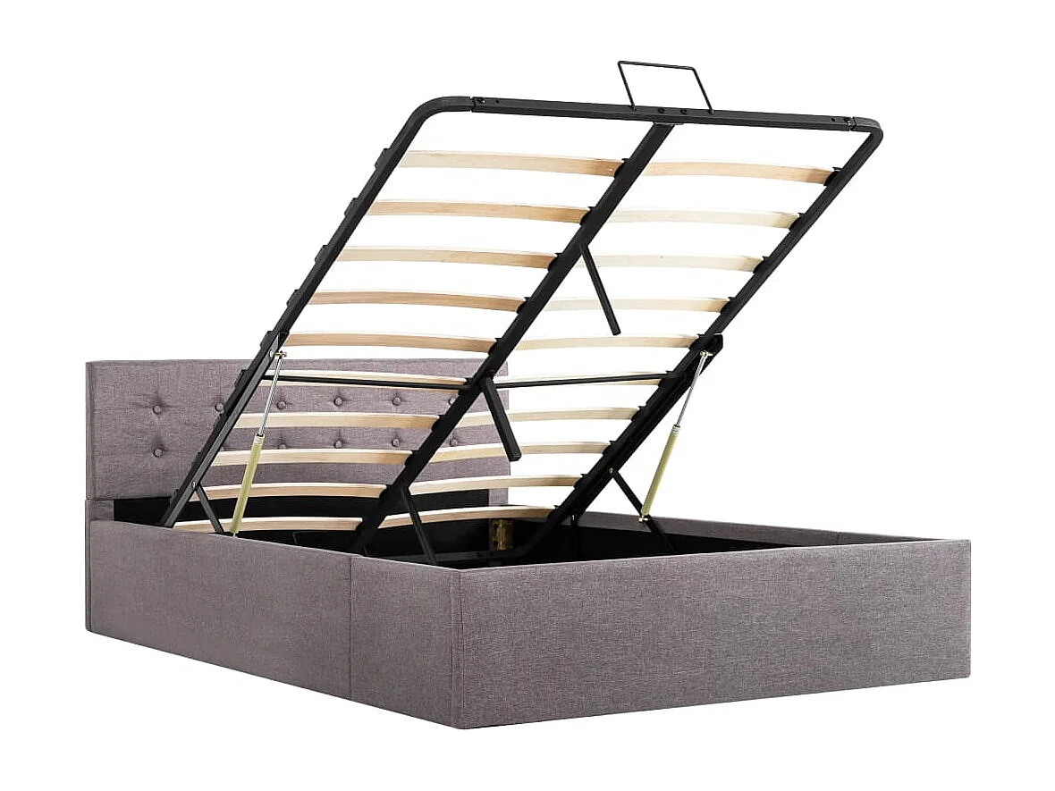 Cama canapé hidráulica con almacenaje tela gris topo 120x200 cm