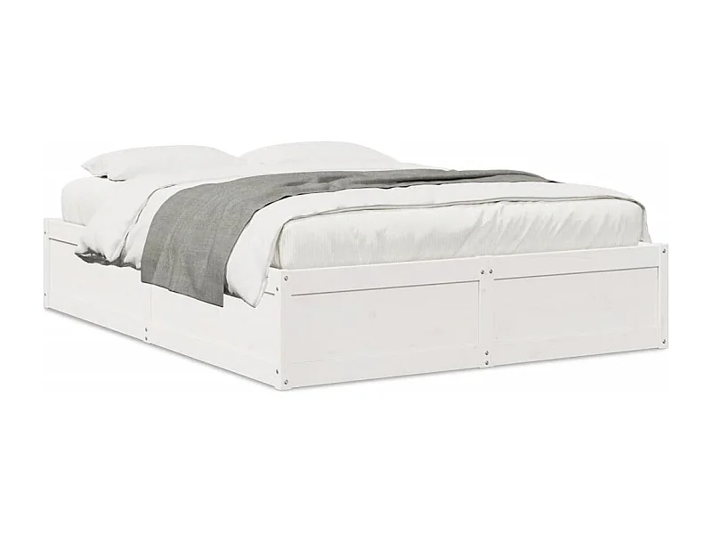 Estrutura de cama 140x190 cm madeira de pinho maciça branco