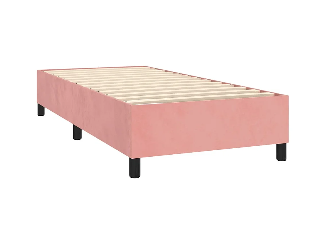 Cama box spring con colchón terciopelo rosa 80x200 cm