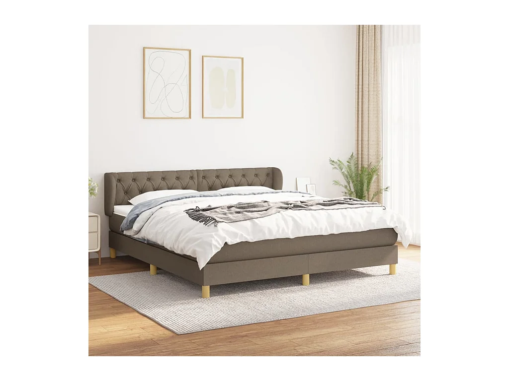 Lit à sommier tapissier avec matelas Taupe 160x200 cm Tissu