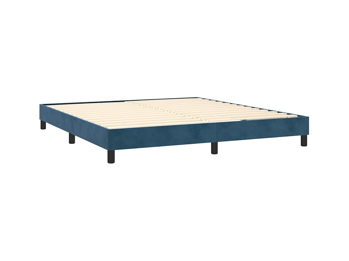 Lit à sommier tapissier et matelas Bleu foncé 180x200cm Velours