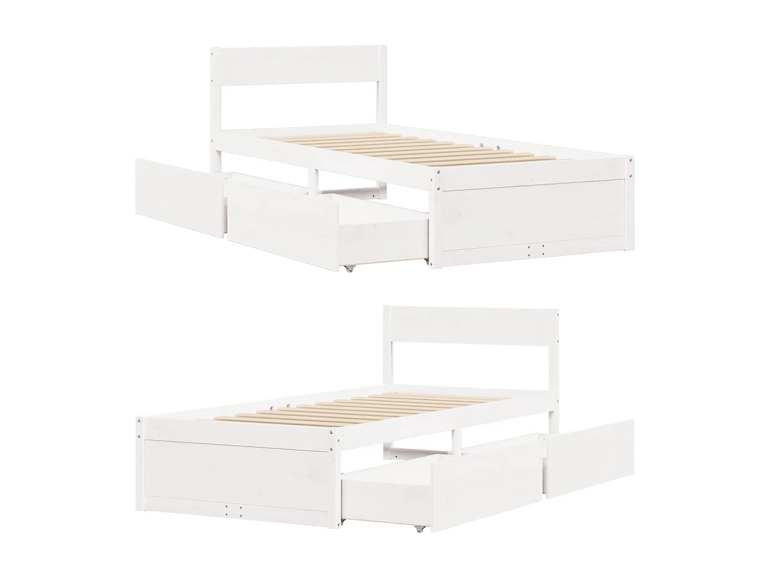Estructura cama con cajones madera maciza pino blanco 100x200cm