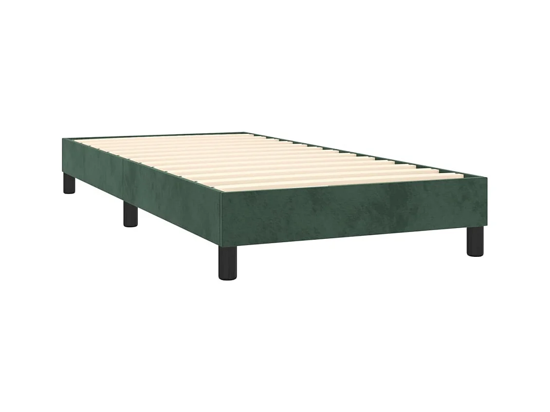 Cama com molas/colchão 90x200 cm veludo verde-escuro