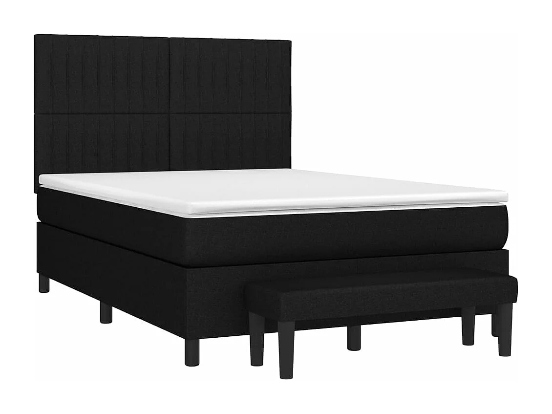 Cama com molas/colchão 140x190 cm tecido preto