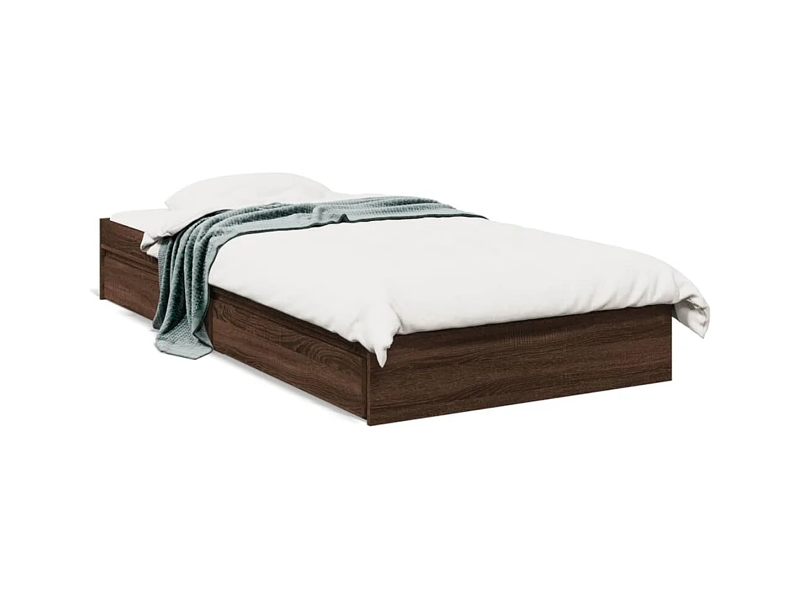Bedframe met lades bewerkt hout bruin eikenkleurig 90x200 cm
