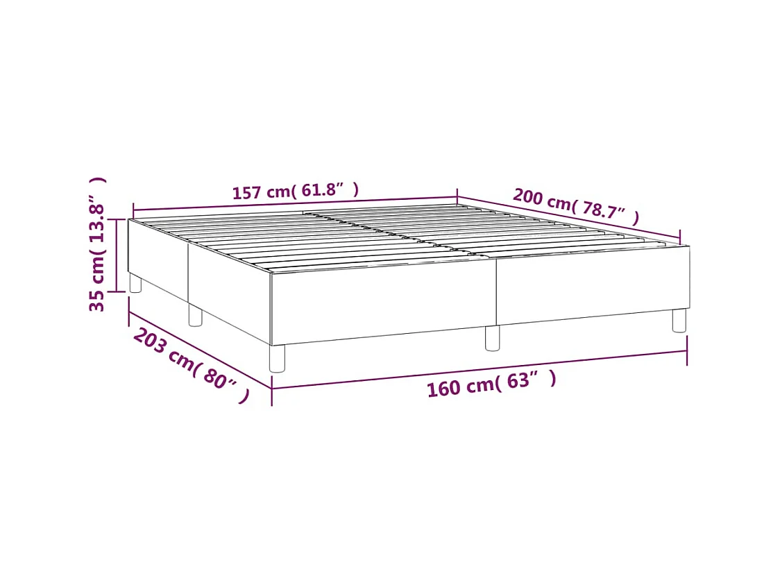 Estrutura de cama com molas 160x200 cm tecido cinza-escuro