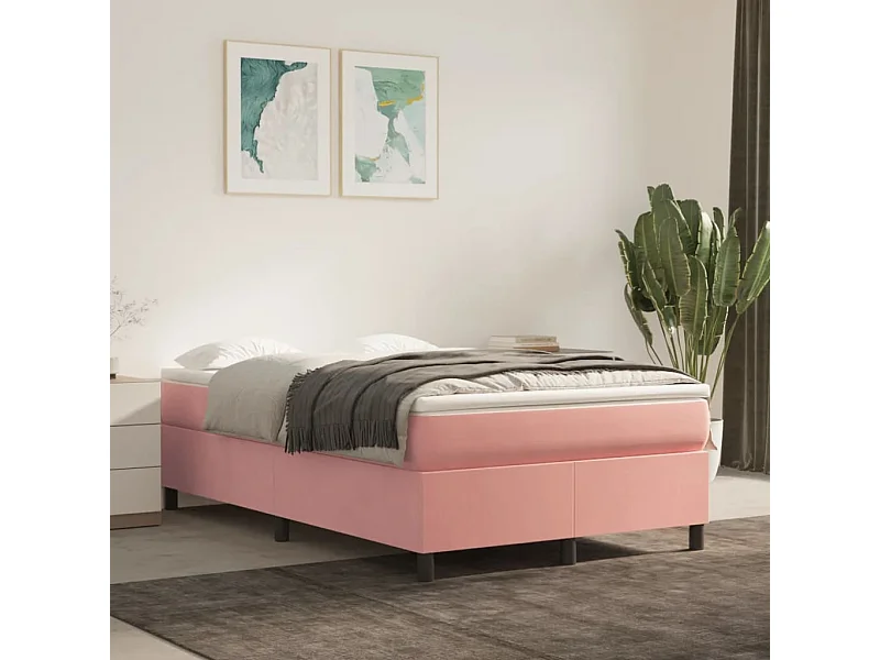 Estructura de cama box spring terciopelo rosa 120x200 cm
