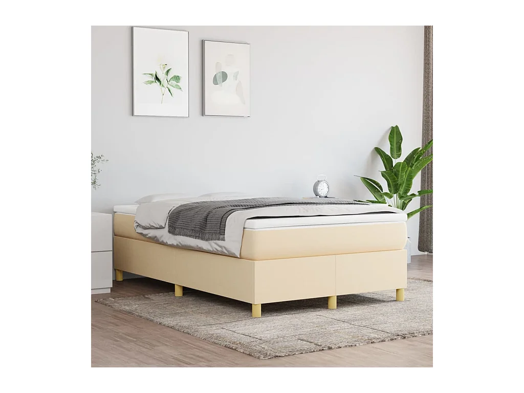 Estrutura de cama com molas 120x200 cm tecido cor crème