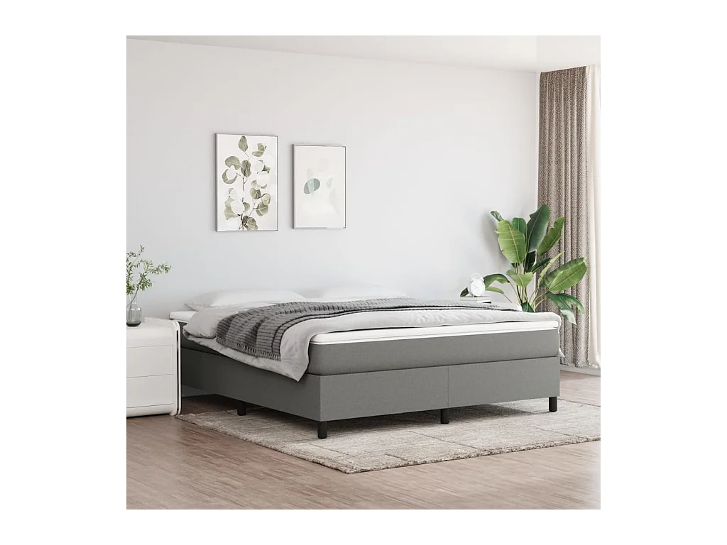 Sommier à lattes de lit Gris foncé 160x200 cm Tissu