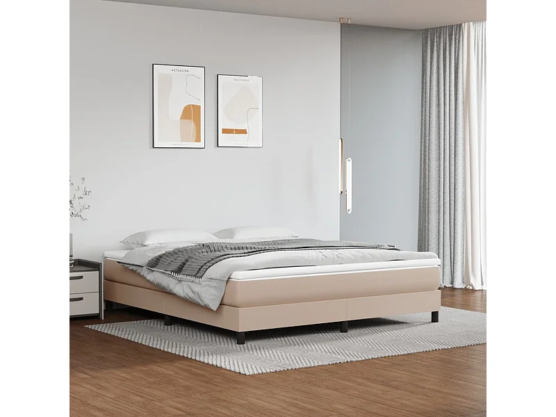 Estructura de cama box spring cuero sintético negro 180x200 cm