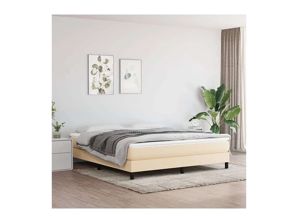 Estrutura de cama com molas 180x200 cm tecido cor crème