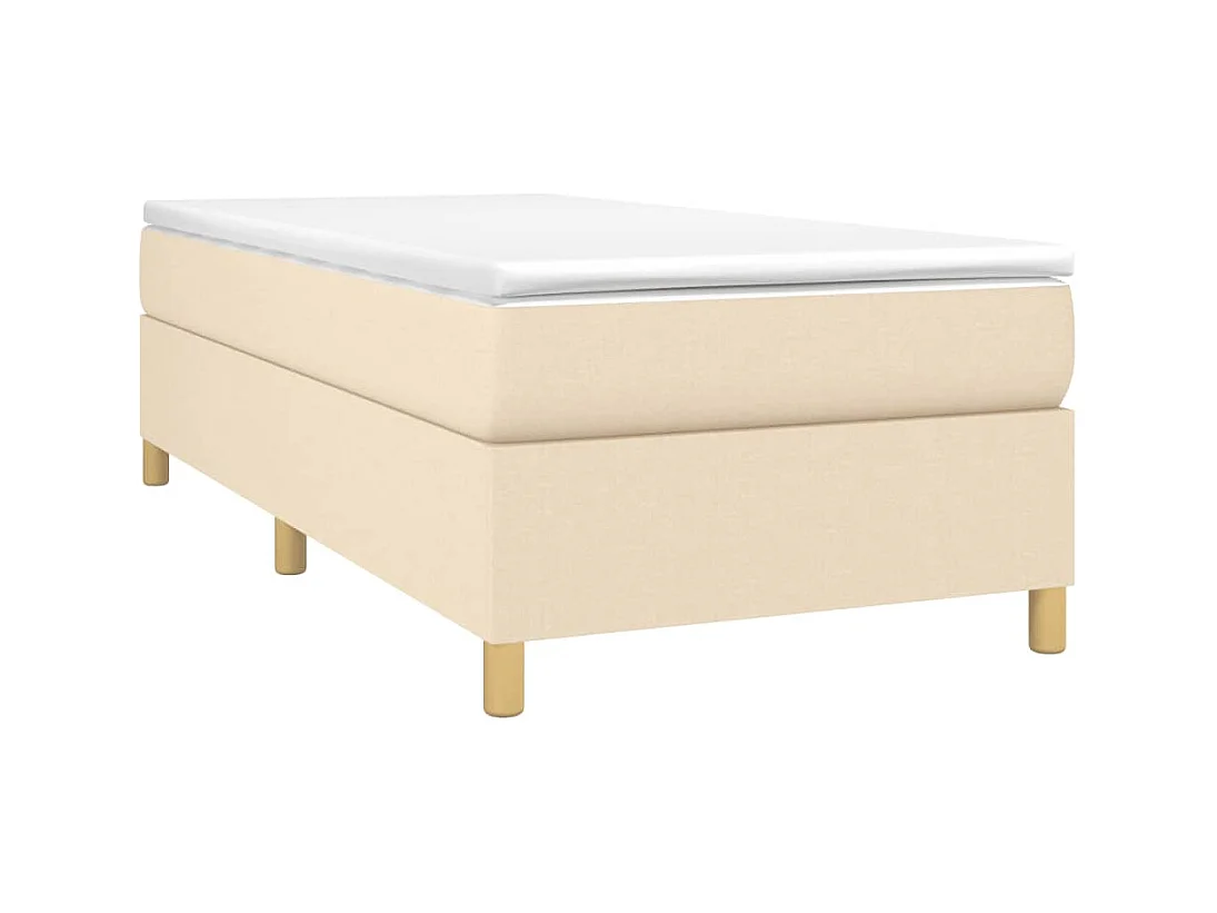 Estructura de cama box spring tela color crema 90x200 cm
