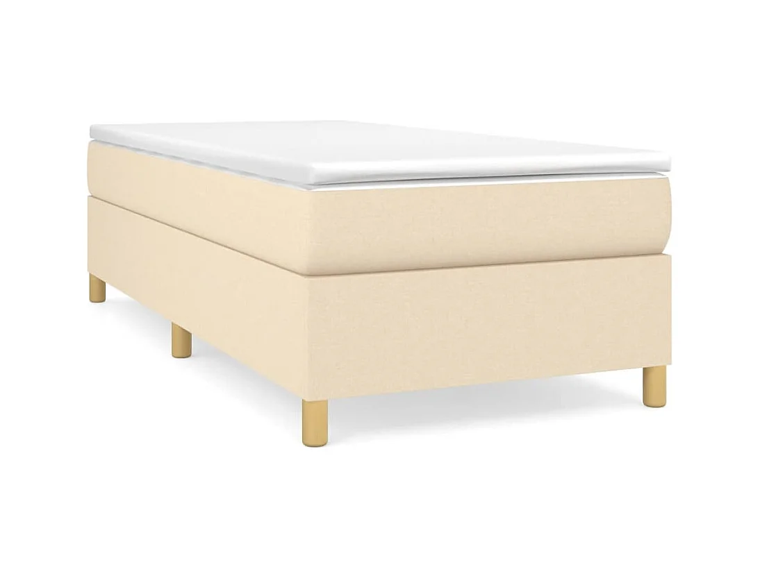 Estructura de cama box spring tela color crema 90x200 cm