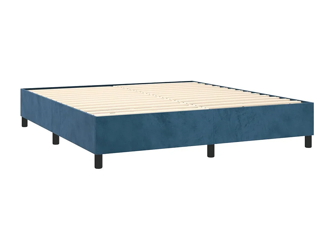 Estrutura de cama com molas 160x200 cm veludo azul-escuro