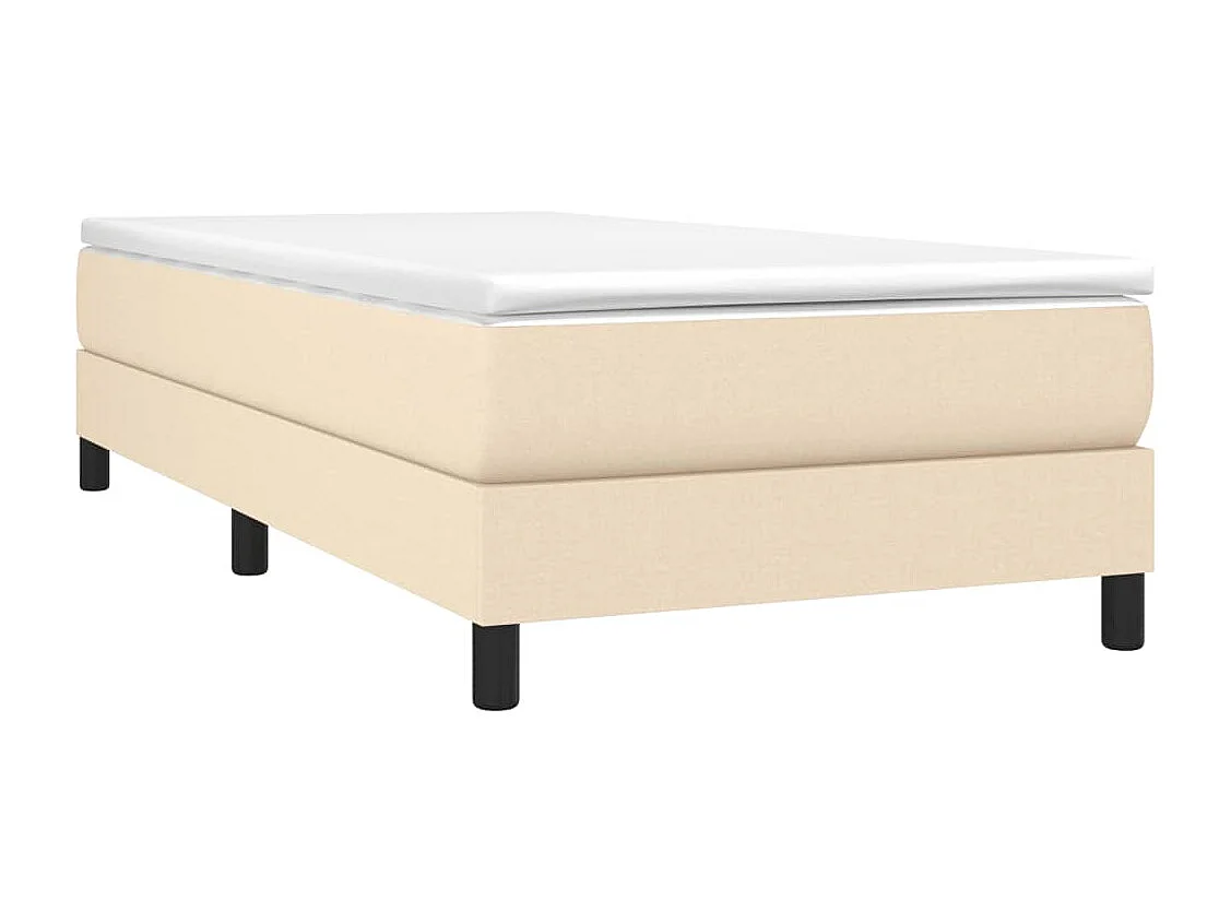 Estructura de cama box spring tela color crema 90x190 cm