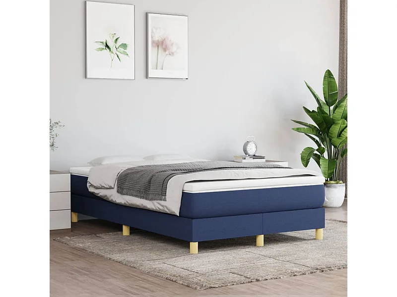 Estructura de cama box spring tela azul 120x200 cm