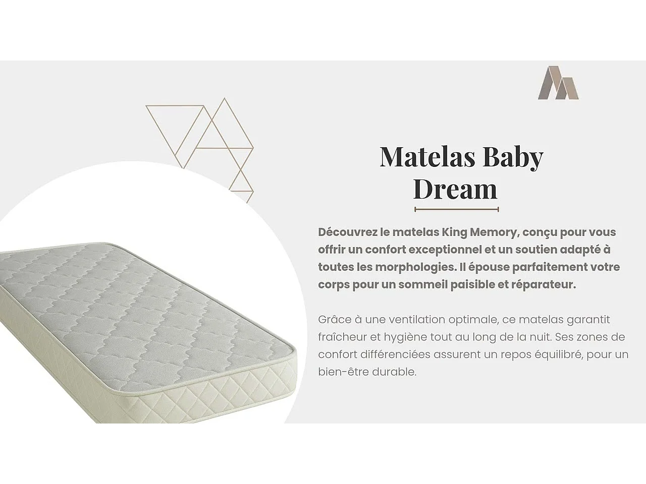 Natura Baby Matelas 60x120 Haut de Gamme pour Bébé Densité 35 Kg/m3 - Hauteur 8 cm  -