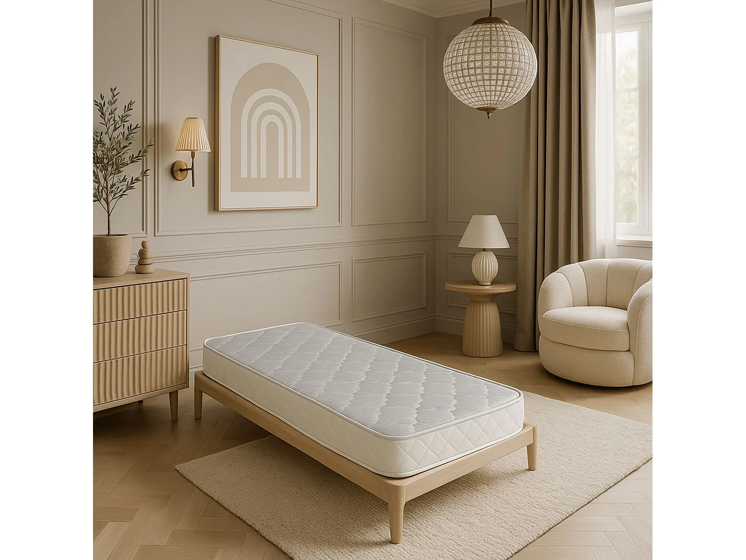 Natura Baby Matelas 60x120 Haut de Gamme pour Bébé Densité 35 Kg/m3 - Hauteur 8 cm  -