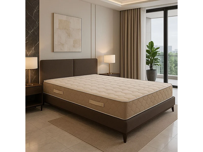 Matelas latex ferme 200x200x23 cm 7 zones confort alèse déhoussable tissu coton respirant