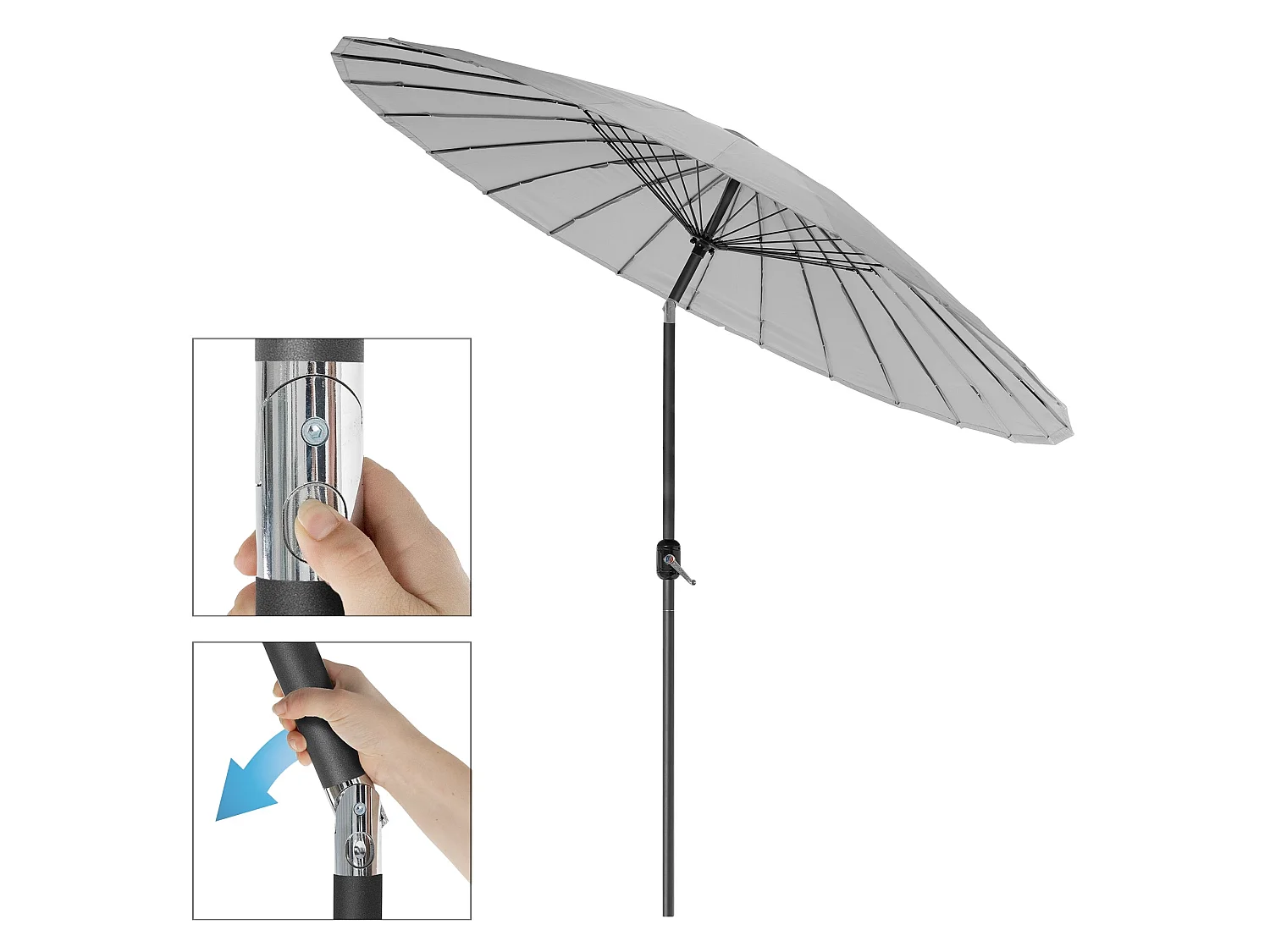 Parasol Shanghai de jardin gris clair protection solaire UV30 ML-DESIGN