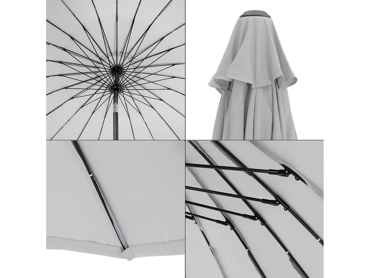 Parasol Shanghai de jardin gris clair protection solaire UV30 ML-DESIGN