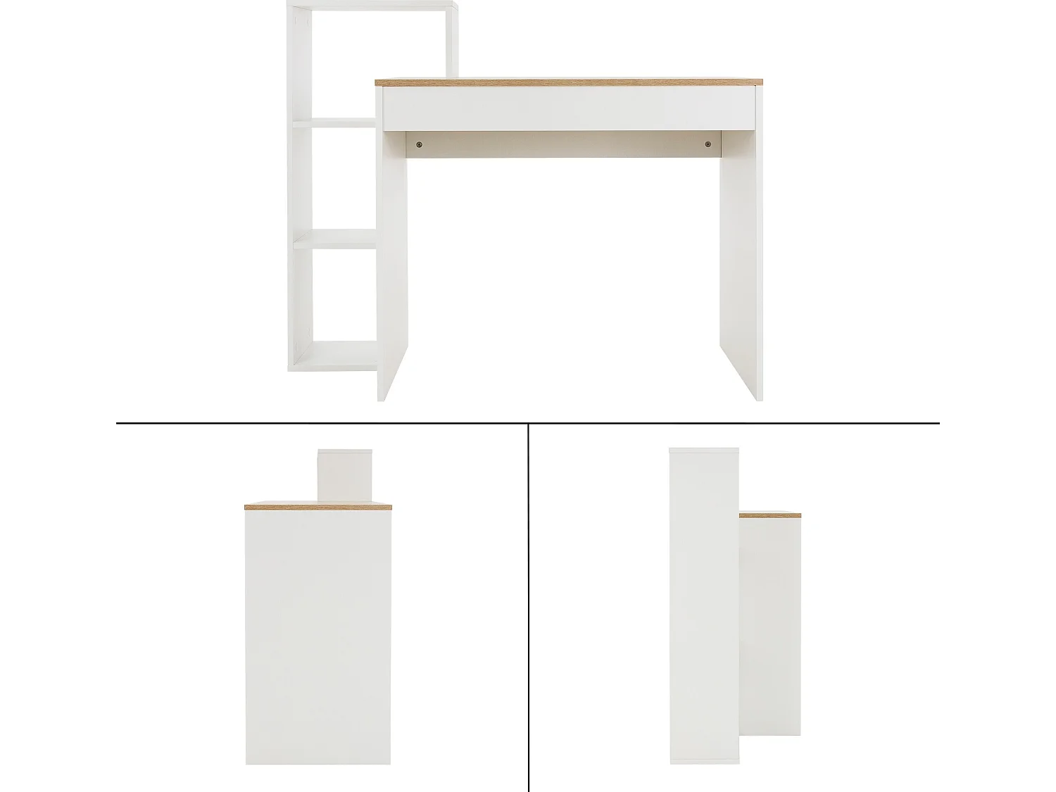 Bureau avec étagères bureau pour PC blanc/chêne Sonoma ML-DESIGN