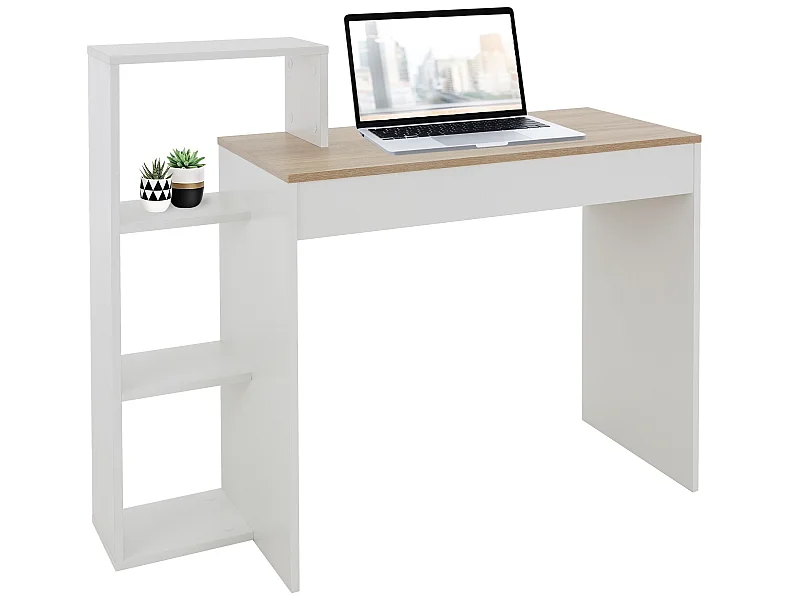 Bureau avec étagères bureau pour PC blanc/chêne Sonoma ML-DESIGN