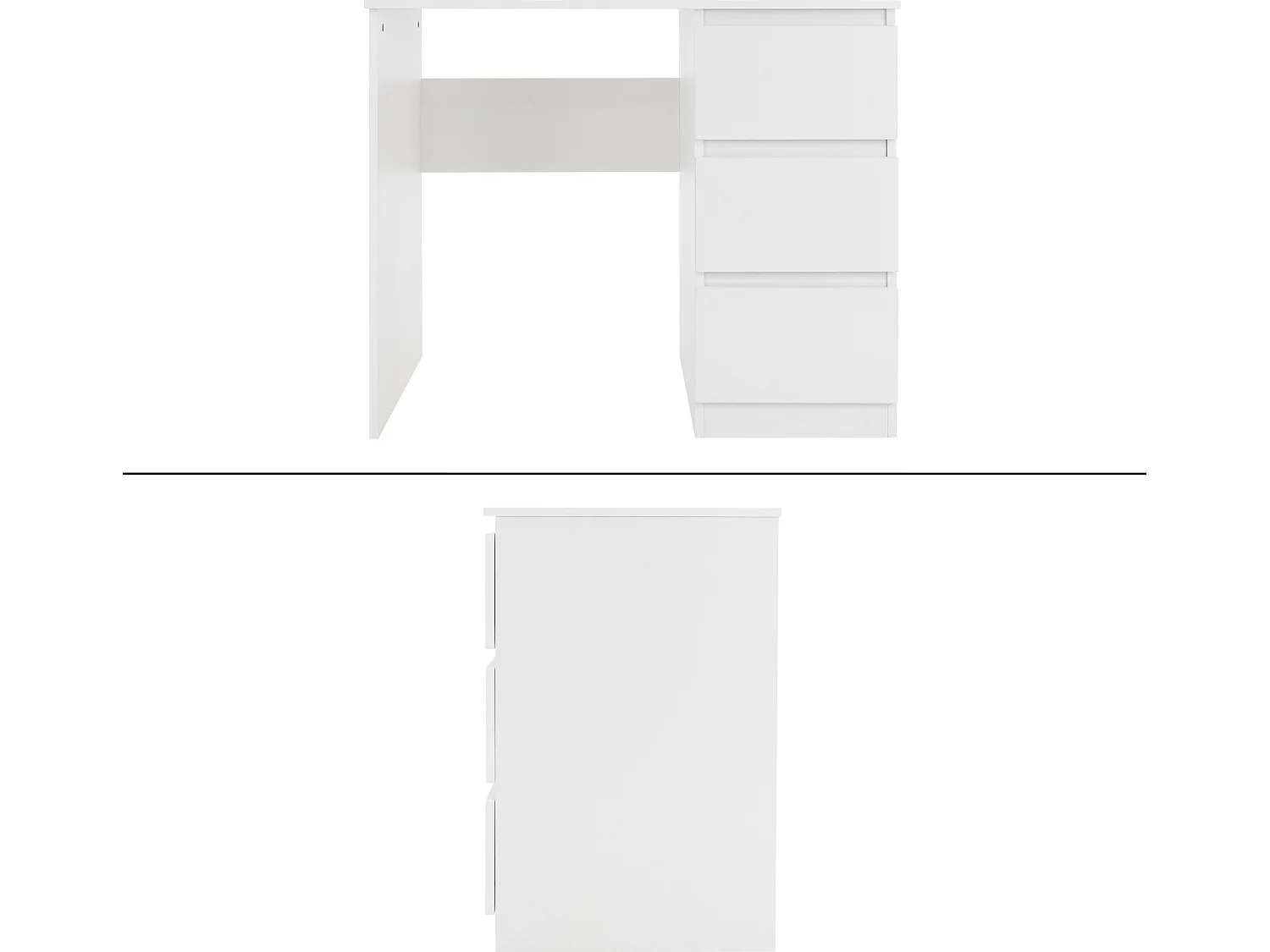 Bureau informatique avec 3 tiroirs table de travail blanc mat ML-DESIGN