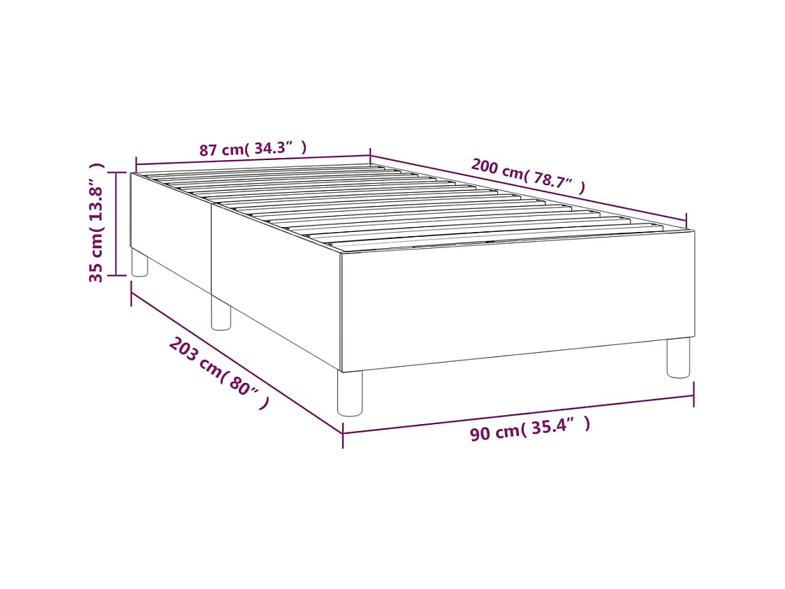 Estructura de cama box spring tela gris claro 90x200 cm