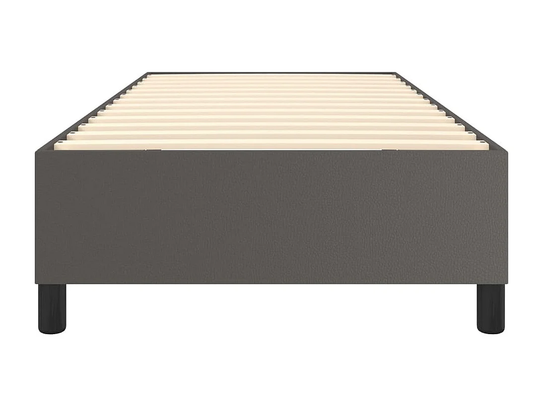 Estructura de cama box spring cuero sintético gris 90x200 cm