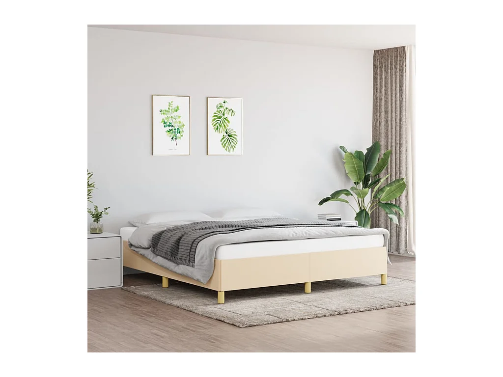 Estrutura de cama com molas 180x200 cm tecido cor crème