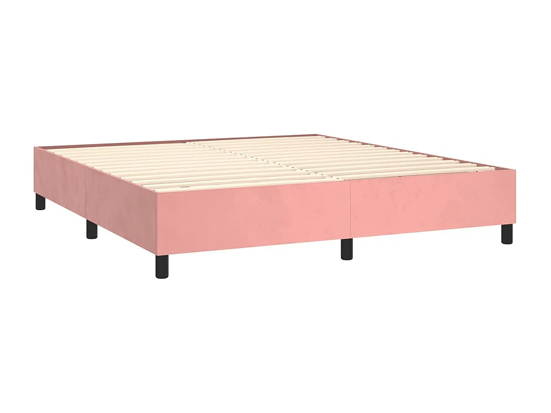 Estrutura de cama com molas 160x200 cm veludo rosa