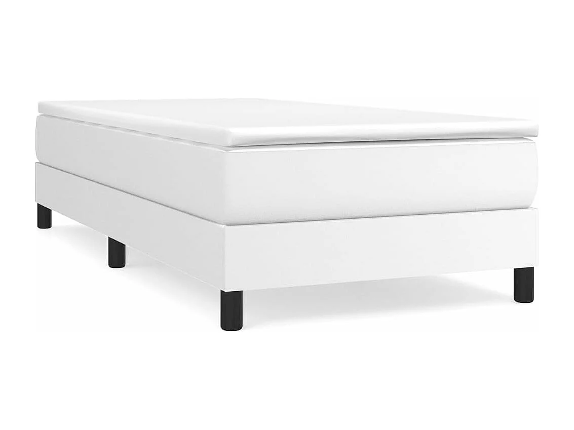 Estructura de cama box spring cuero sintético blanco 80x200 cm