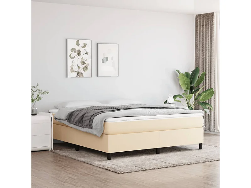 Estructura de cama box spring tela color crema 180x200 cm