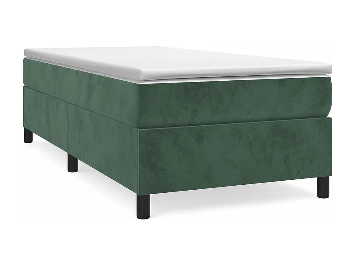Estrutura de cama com molas 90x190 cm veludo verde-escuro