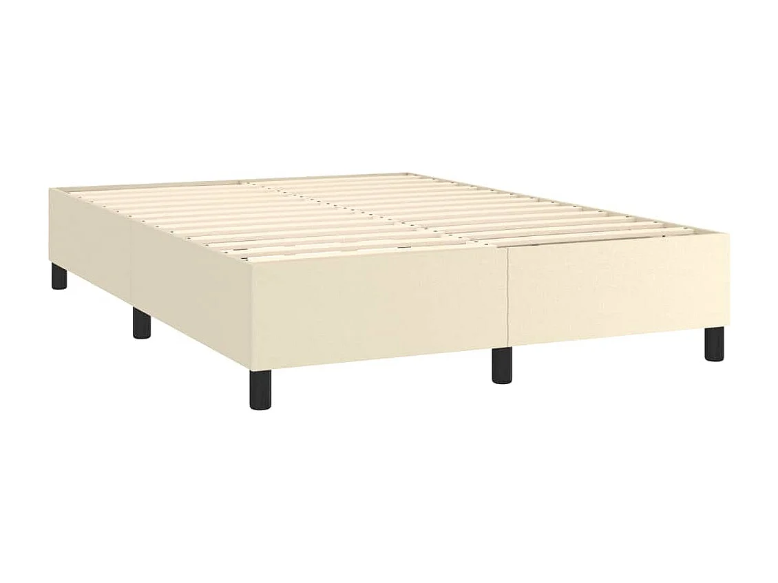 Estrutura cama com molas 140x190 cm couro artificial cor crème