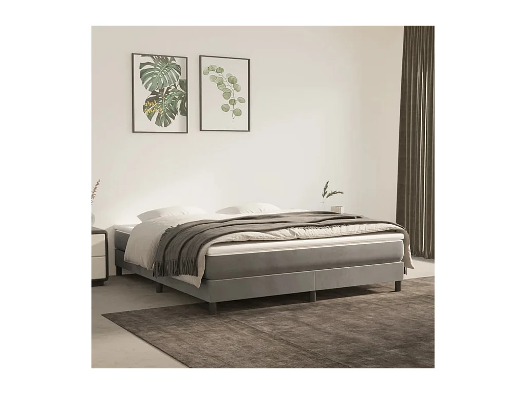 Sommier à lattes de lit Gris clair 180x200 cm Velours