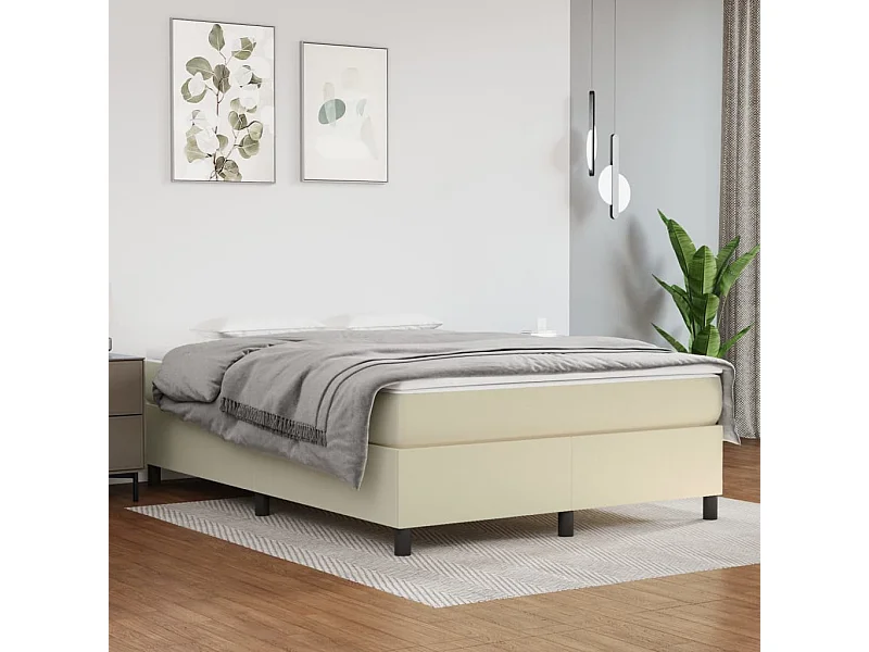 Estrutura cama com molas 140x200 cm couro artificial cor crème