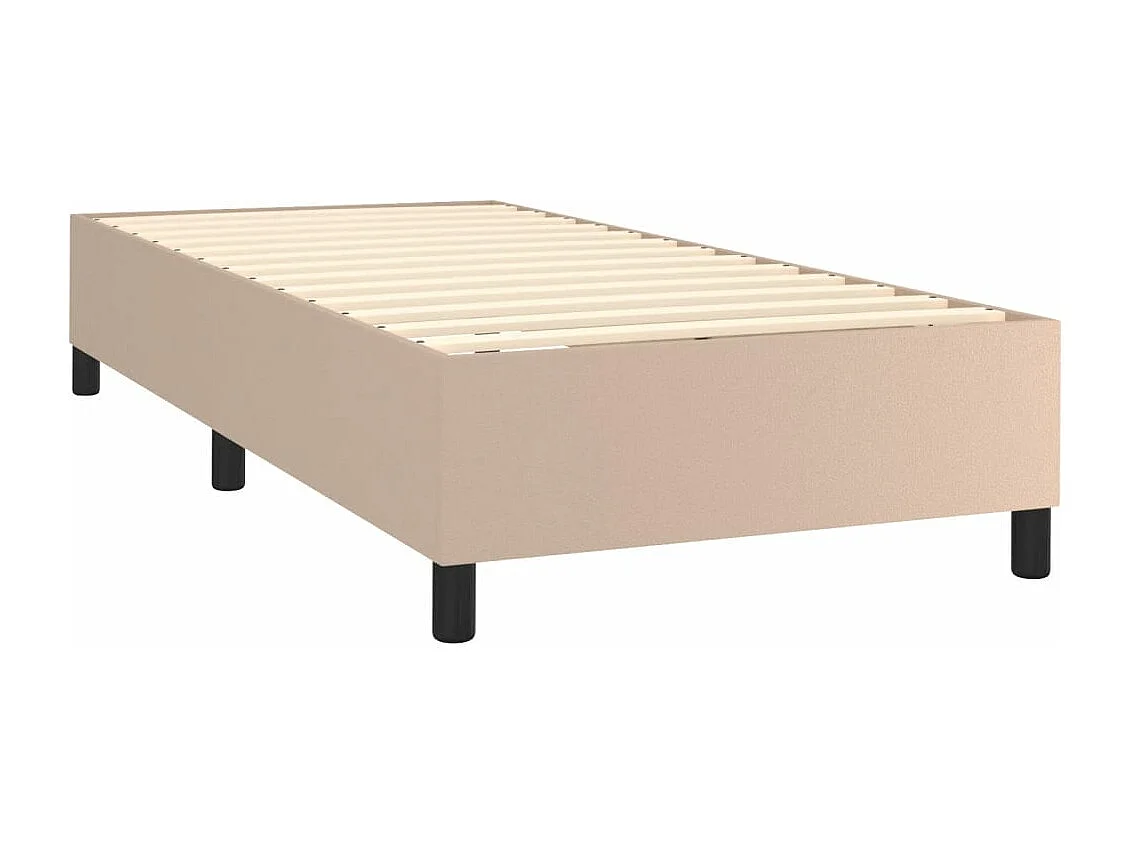 Estructura cama box spring cuero sintético capuchino 80x200 cm