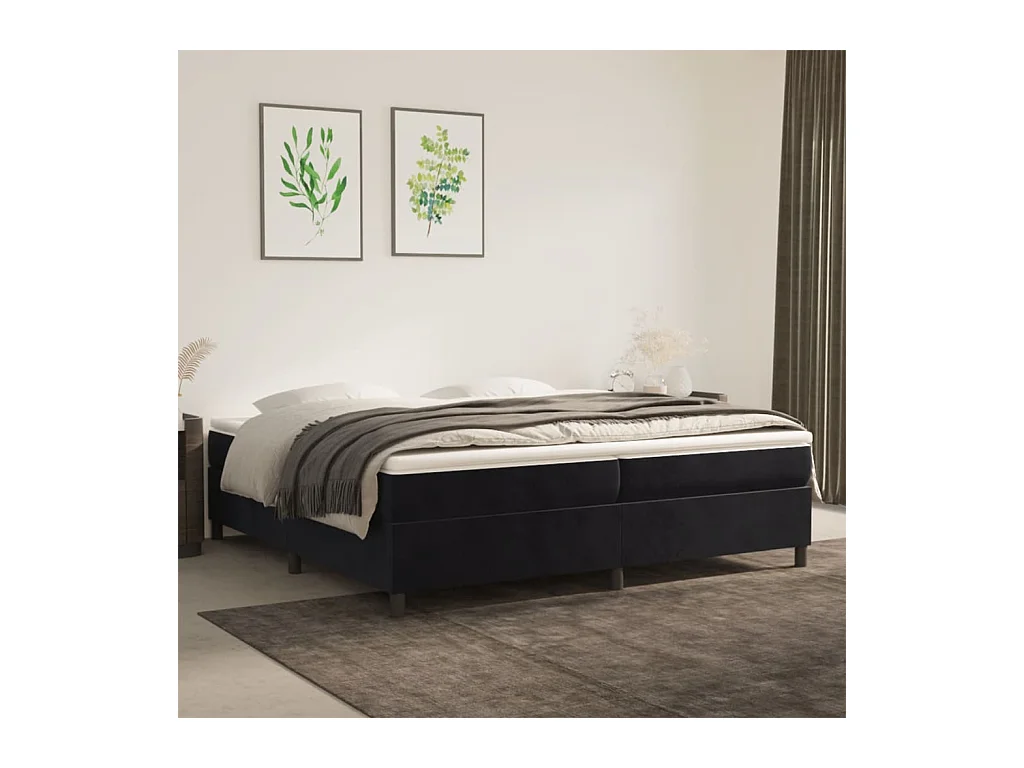 Estrutura de cama com molas 200x200 cm veludo preto