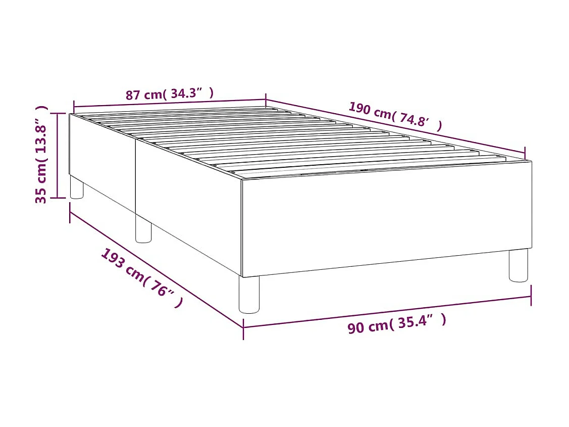 Estrutura de cama com molas 90x190 cm tecido cinza-acastanhado