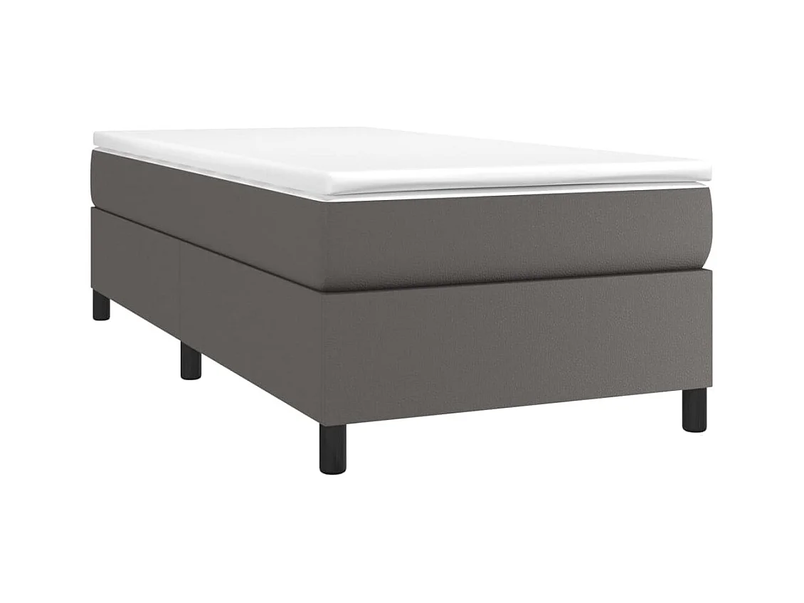Estructura de cama box spring cuero sintético gris 90x190 cm