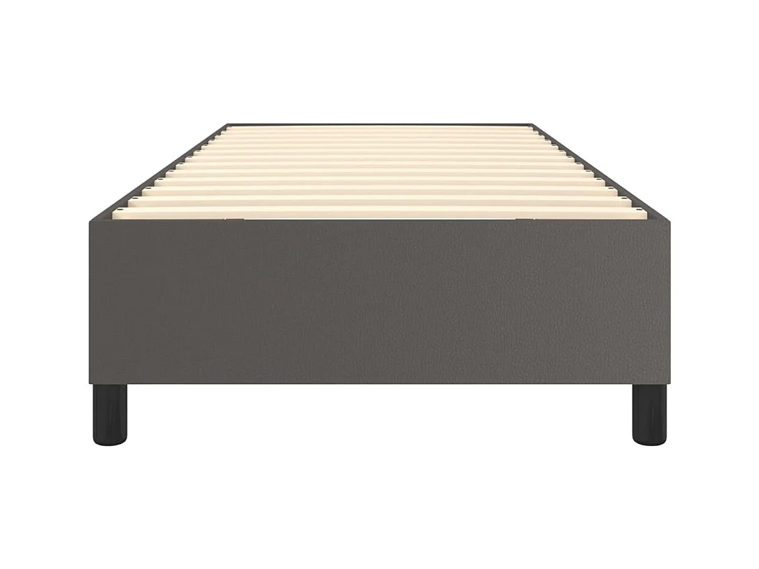 Estructura de cama box spring cuero sintético gris 90x190 cm