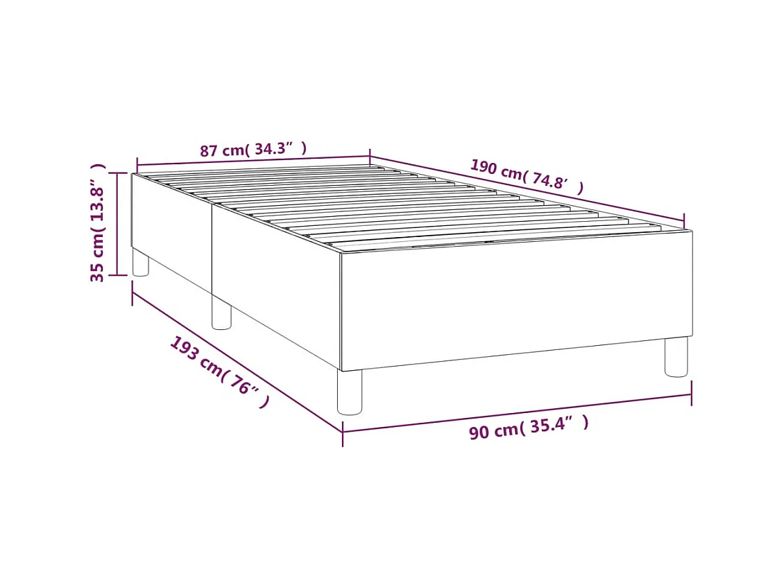 Estructura de cama box spring cuero sintético gris 90x190 cm