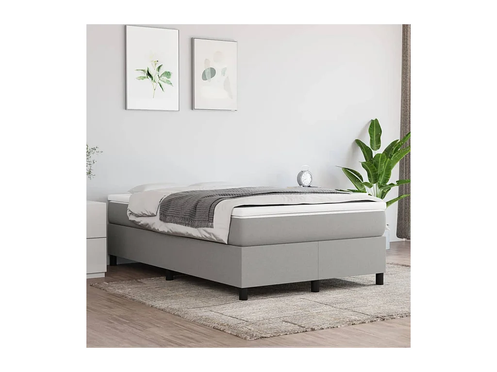 Estrutura de cama com molas 120x200 cm tecido cinza-claro