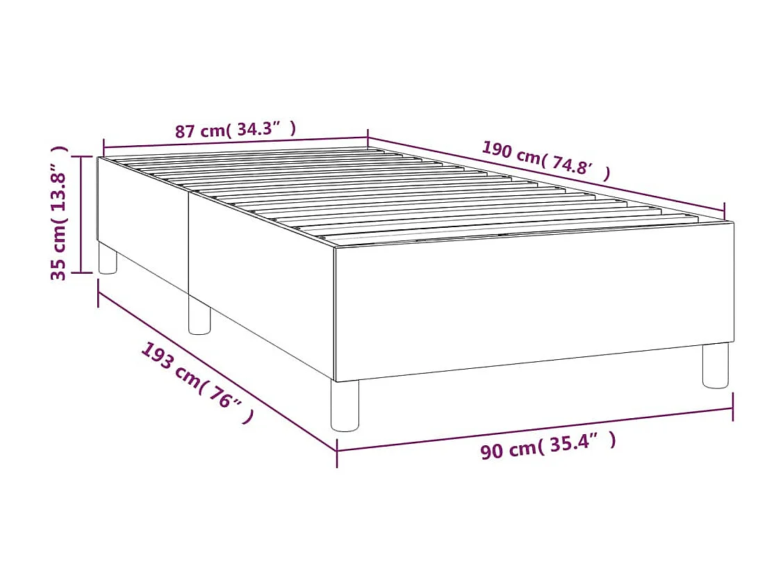 Estructura de cama box spring tela gris claro 90x190 cm
