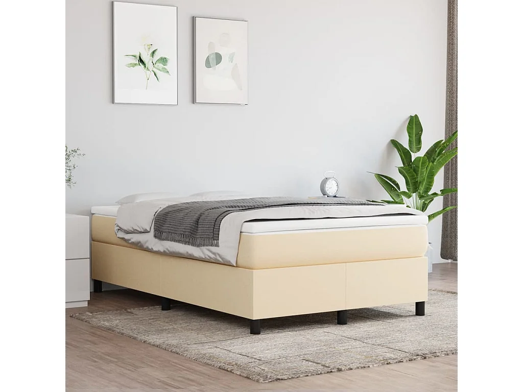 Estrutura de cama com molas 120x200 cm tecido cor crème